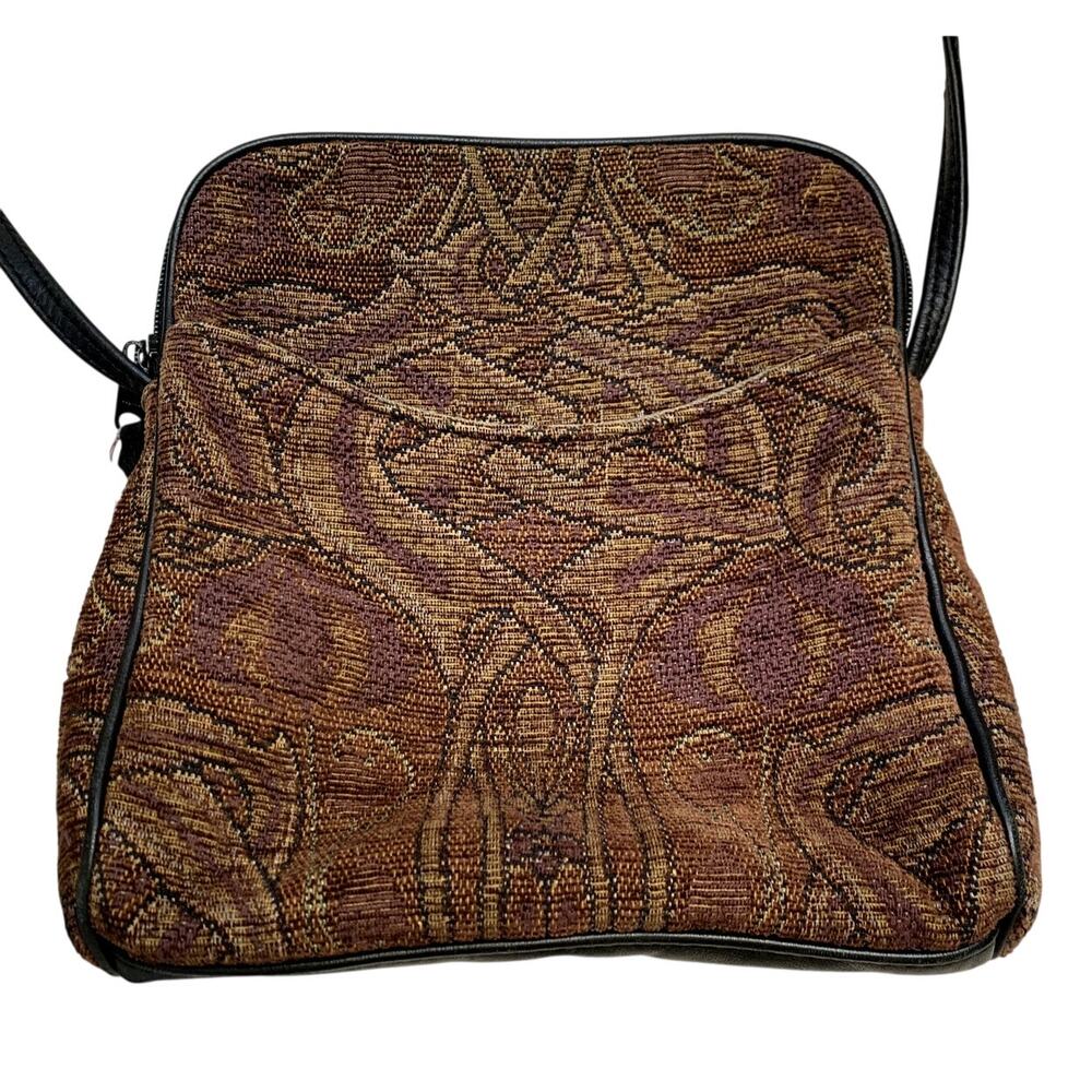 Elizabeth Z Mow Crossbody Leather Hand Crafted Shoulder Bag Fabric Artisan Purse